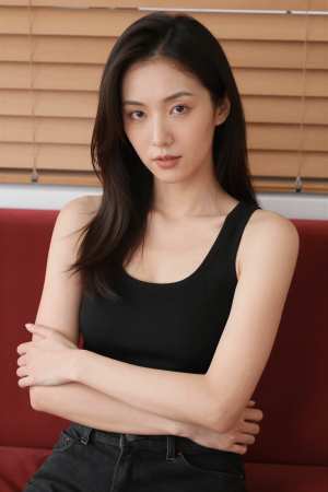 ソファで撮影された女性のポートレート