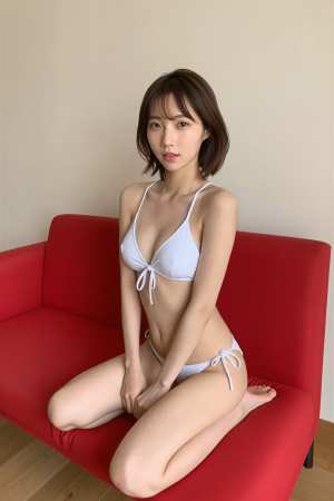 ソファで撮影された女性のポートレート