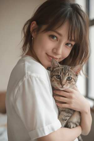 白シャツを着こなす美女