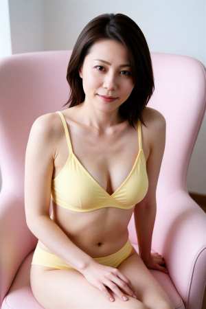 ピンクのランジェリーを着た女性のポートレート