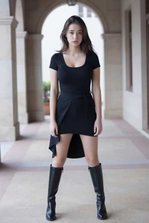 爆乳黒のドレスを着た女性のポートレート