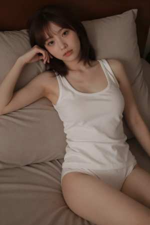 巨乳白タンクトップを着こなす美女