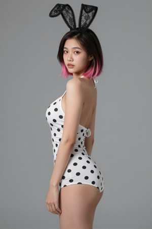 巨乳ピンクレース姿の魅力的な女性