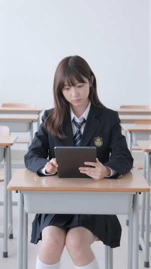 黒シャツを着こなす美女