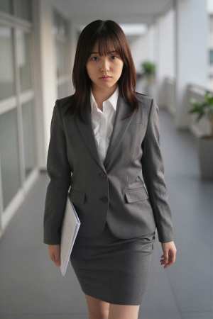 オフィスで撮影された女性のポートレート