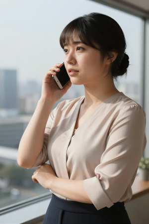 窓際で撮影された女性のポートレート