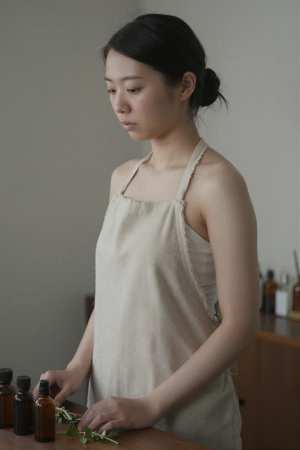 エプロン姿の美しい女性