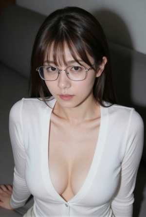 黒ブラウスを着こなす美女