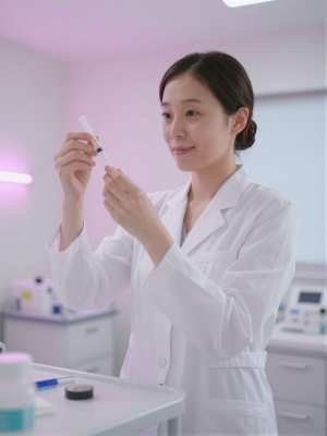 注射を準備する女性医師