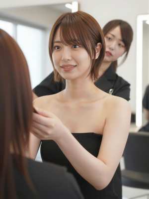 美容師がヘアカラーをカウンセリング