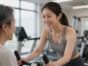 リハビリ運動を指導する理学療法士