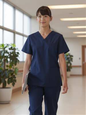 病院の廊下を歩く看護師
