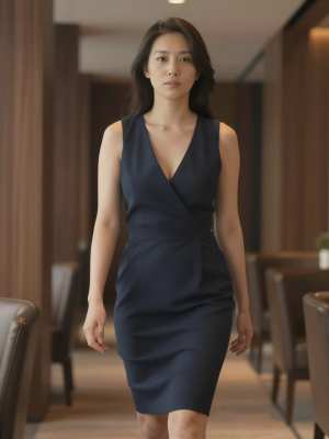 ラウンジでエレガントに接客する女性