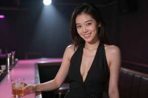 ネオンライトで照らされたドレス