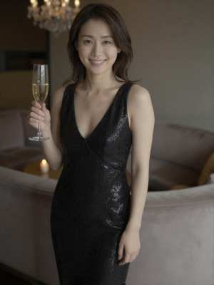 キャバクラ求人・黒ドレスのシャンパン