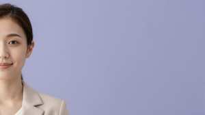 求人バナー素材: ボケとビジネス女性