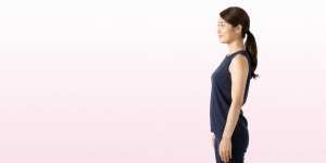 求人バナー素材: ピンクグラデとファッション女性