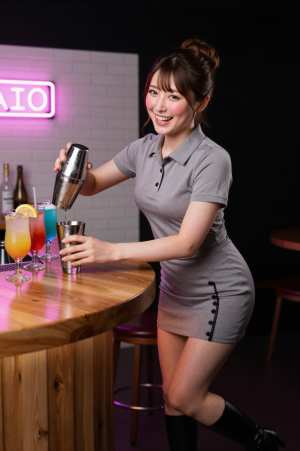 ガールズバーのカウンター越しの制服