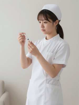訪問看護で注射を準備する看護師