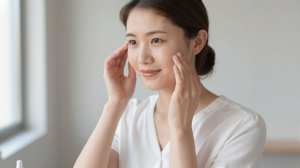 目元ケアでアイセラムを塗る女性