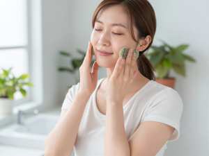 朝のルーティンで顔をマッサージ