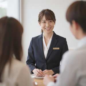 ホテルカフェで接客するゲストリレーション
