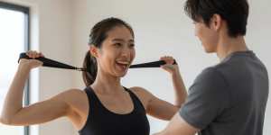 リハビリテーションを行う男性の顔