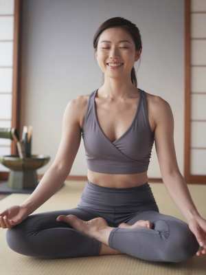 禅ルームで瞑想する女性の顔