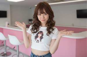 ガールズバーでカクテルを作る嬢