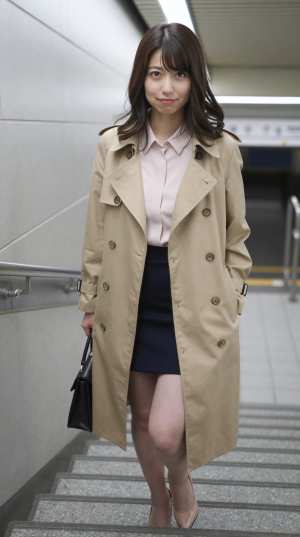 ネイビーのブラウスを着た女性のポートレート