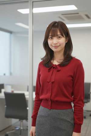 オフィスの笑顔な女性ポートレート