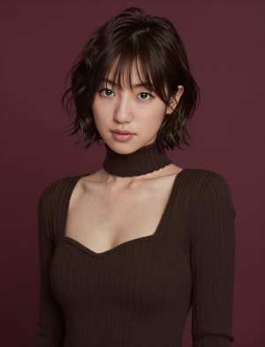 ニットを着こなす美女