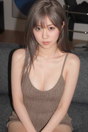 ソファのリラックスな女性ポートレート