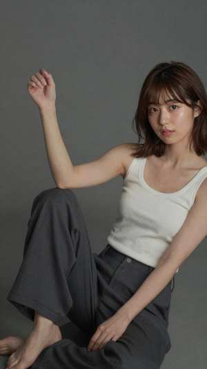 スタイリッシュな若手女優のポートレート写真