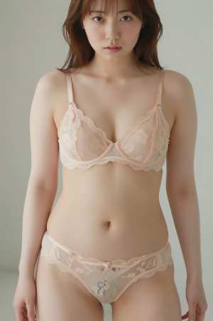 若手グラビアアイドルのピンクレース下着のポートレート