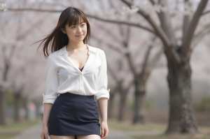 桜の季節を彩る美女のポートレート