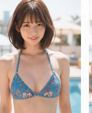 夏の水着姿の若き女性の美しいポートレート
