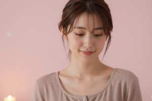 柔らかな微笑みを浮かべる若き女性のポートレート