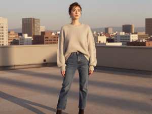 夕暮れ時の都会を背景にしたスタイリッシュな女性のポートレート