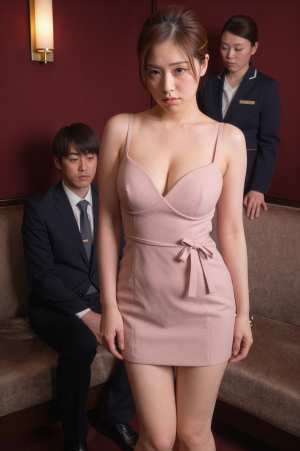 キャバクラの美女が客を眺めるポートレート