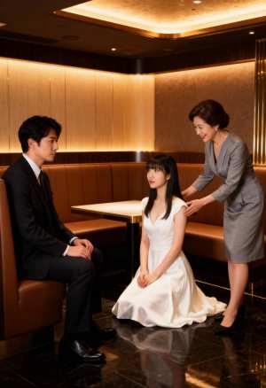 豪華なレストランでの 2 組のアジア人カップルのロマンチックな瞬間を正面カメラのアン...。