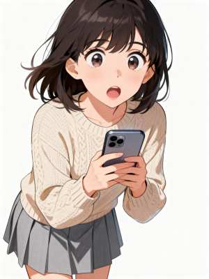 ダークブラウンの短い髪と、表情豊かな大きな茶色の目をした若い女の子が画像の中央に立ち...。