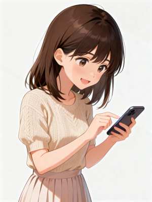 フロント カメラ アングルから見たかわいいアニメ スタイルのデジタル イラスト。