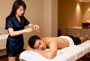 スパでのリラックスした親密なシーン。