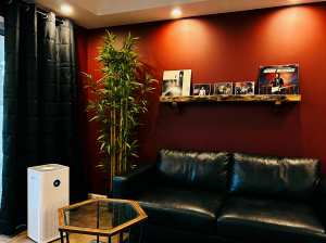 ミニマルなデザインのモダンなリビング ルーム。