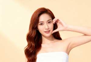 画像の中央に、赤茶色のウェーブのかかった長く髪をした若い女性が写実的に写実的に描かれ...。