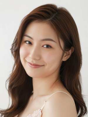 クローズアップ カメラの角度からポートレート カメラの角度から撮影した、長く波状の茶...。