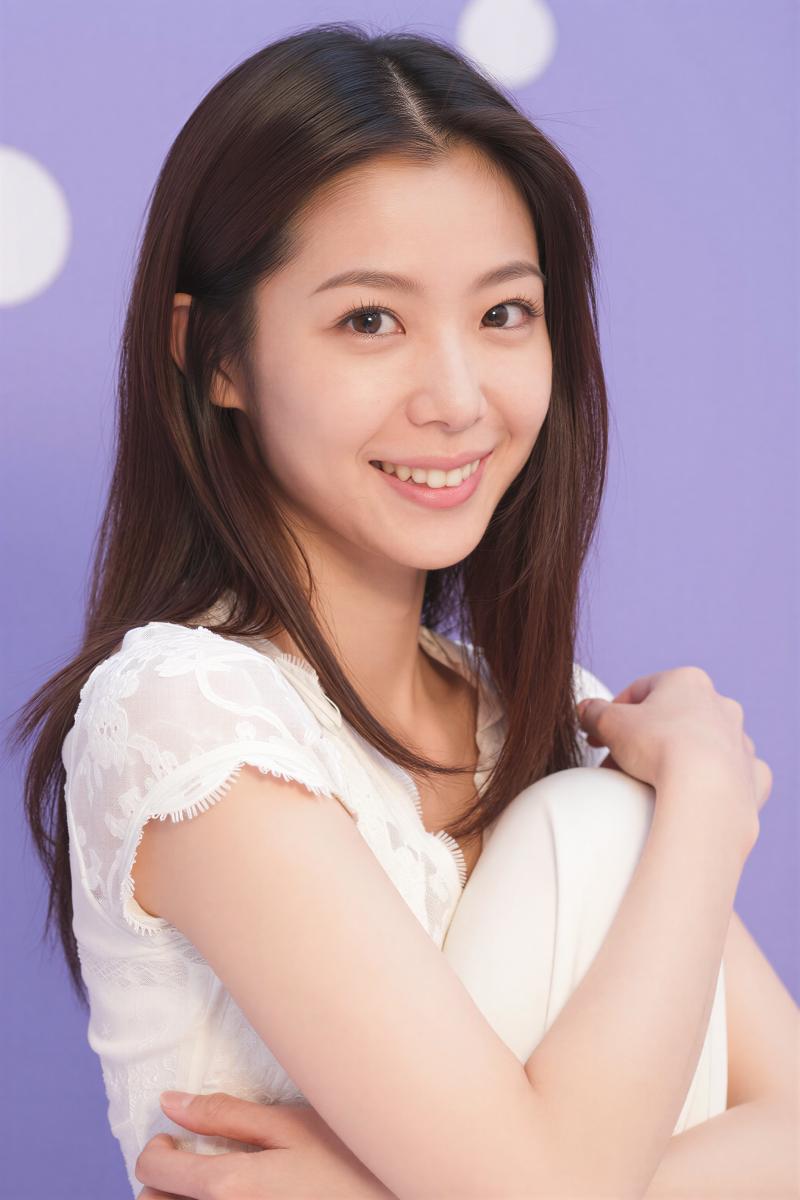 白レースの笑顔ポートレート素材