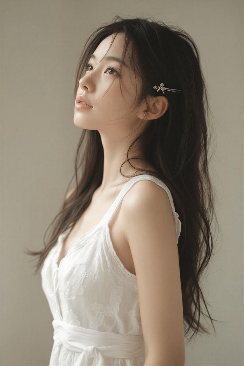 白レース姿の魅力的な女性