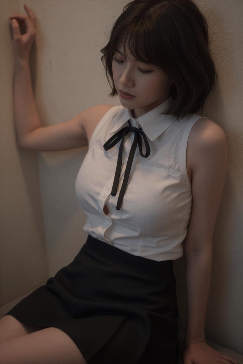 巨乳ブラウス姿の美しい女性